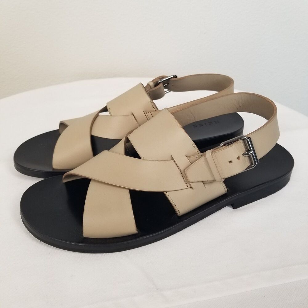 Reiss Leather Marini Summer Buckle Fisherman Sandals In Light Sand Size 43/10